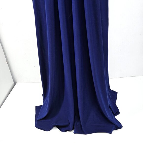 Haani Navy Blue Long Maxi Pleated Jersey Knit Formal Dress - Picture 2 of 6